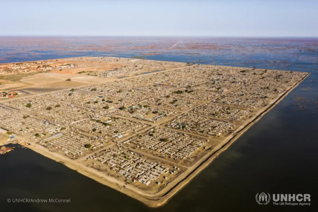 Dikes protect the main IDP (internally displaced persons) camp in Bentiu.
